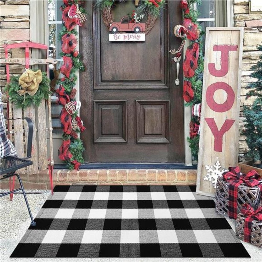 Front Door Mat Door Mat Outdoor, Buffalo Plaid Outdoor Door Rug, Front Door Rug